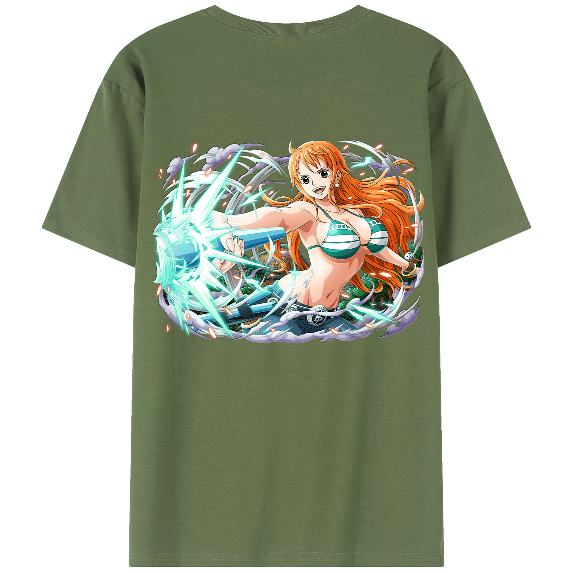 （画像用） ワンピース ナミ ONE PIECE Nami 綿100％ メンズ半袖Tシャツ（バックプリント） 通気性